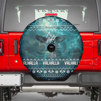 Viking Valhalla Christmas Spare Tire Cover with Norse Symbols Raven and Fa La La La Design - Wonder Print Shop