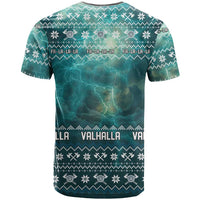 Viking Valhalla Christmas T Shirt with Norse Symbols Raven and Fa La La La Design - Wonder Print Shop