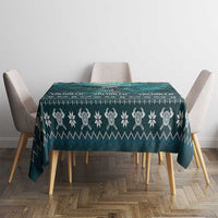 Viking Valhalla Christmas Tablecloth with Norse Symbols Raven and Fa La La La Design - Wonder Print Shop
