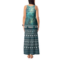 Viking Valhalla Christmas Tank Maxi Dress with Norse Symbols Raven and Fa La La La Design - Wonder Print Shop