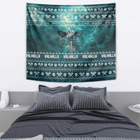 Viking Valhalla Christmas Tapestry with Norse Symbols Raven and Fa La La La Design - Wonder Print Shop