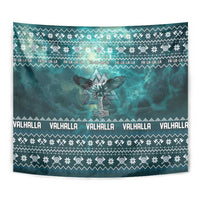 Viking Valhalla Christmas Tapestry with Norse Symbols Raven and Fa La La La Design - Wonder Print Shop