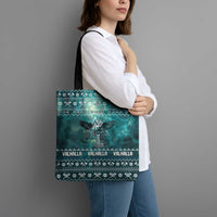 Viking Valhalla Christmas Tote Bag with Norse Symbols Raven and Fa La La La Design - Wonder Print Shop