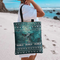 Viking Valhalla Christmas Tote Bag with Norse Symbols Raven and Fa La La La Design - Wonder Print Shop