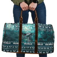 Viking Valhalla Christmas Travel Bag with Norse Symbols Raven and Fa La La La Design - Wonder Print Shop