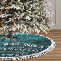 Viking Valhalla Christmas Tree Skirt with Norse Symbols Raven and Fa La La La Design - Wonder Print Shop