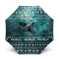Viking Valhalla Christmas Umbrella with Norse Symbols Raven and Fa La La La Design - Wonder Print Shop