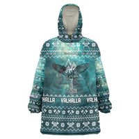 Viking Valhalla Christmas Wearable Blanket Hoodie with Norse Symbols Raven and Fa La La La Design - Wonder Print Shop