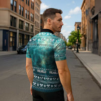 Viking Valhalla Christmas Zipper Polo Shirt with Norse Symbols Raven and Fa La La La Design - Wonder Print Shop