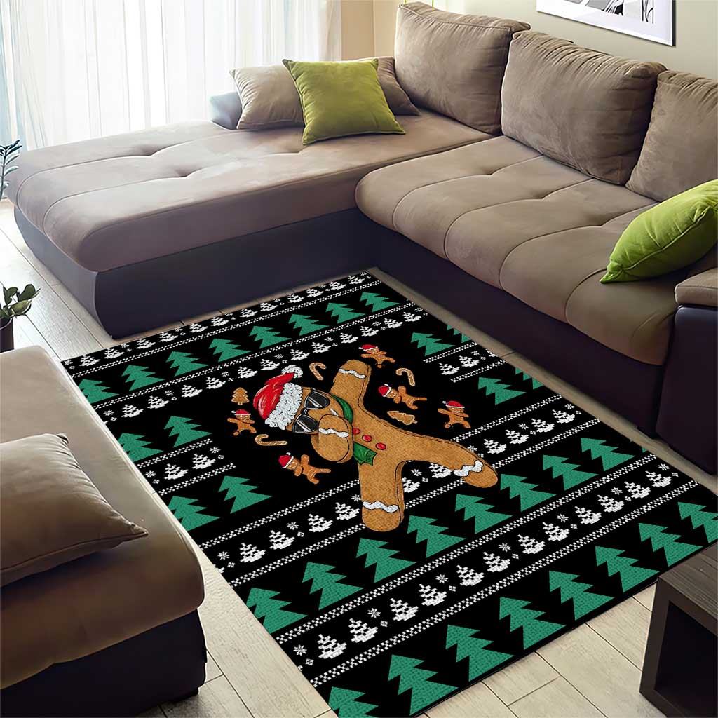 Funny Dabbing Gingerbread Holiday Party Jumper Area Rug Xmas Holiday Patterns - Wonder Print Shop