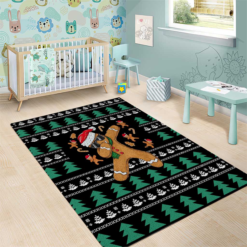 Funny Dabbing Gingerbread Holiday Party Jumper Area Rug Xmas Holiday Patterns - Wonder Print Shop