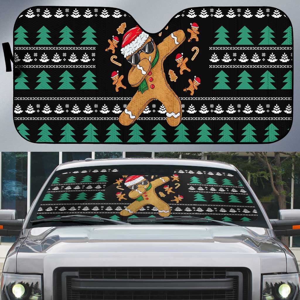 Funny Dabbing Gingerbread Holiday Party Jumper Auto Sun Shade Xmas Holiday Patterns - Wonder Print Shop