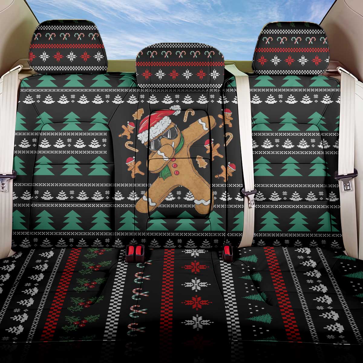 Funny Dabbing Gingerbread Holiday Party Jumper Back Car Seat Cover Xmas Holiday Patterns - Wonder Print Shop
