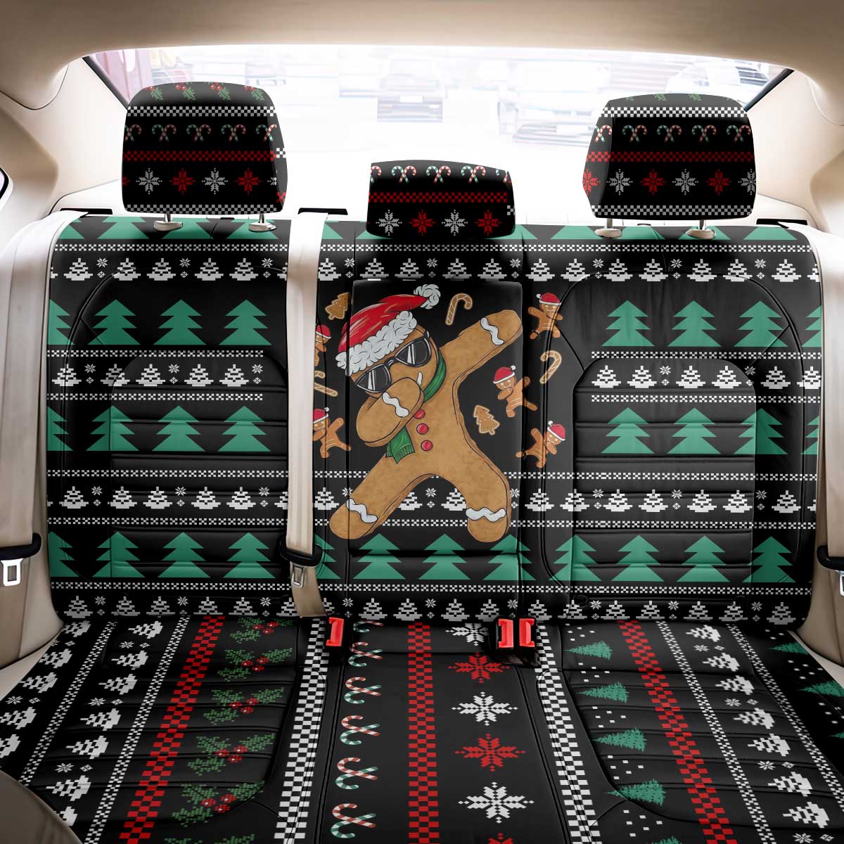 Funny Dabbing Gingerbread Holiday Party Jumper Back Car Seat Cover Xmas Holiday Patterns - Wonder Print Shop