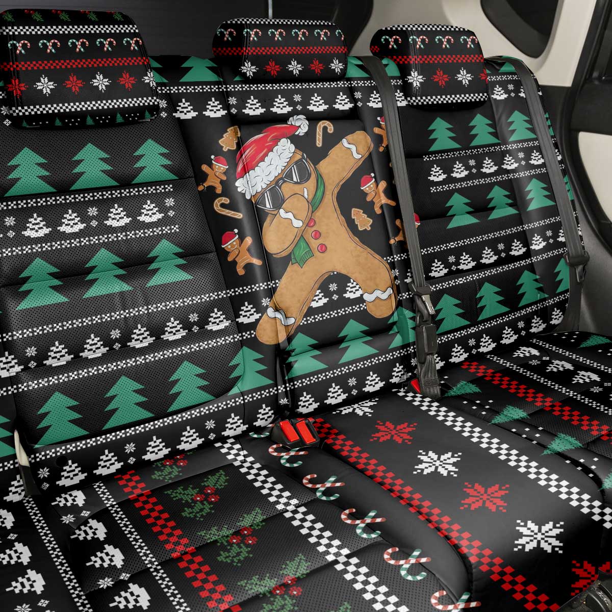 Funny Dabbing Gingerbread Holiday Party Jumper Back Car Seat Cover Xmas Holiday Patterns - Wonder Print Shop