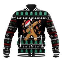 Funny Dabbing Gingerbread Holiday Party Jumper Baseball Jacket Xmas Holiday Patterns - Wonder Print Shop