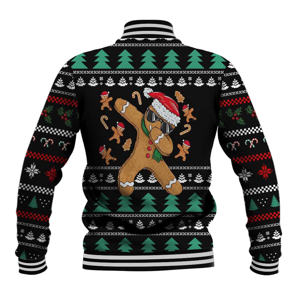 Funny Dabbing Gingerbread Holiday Party Jumper Baseball Jacket Xmas Holiday Patterns - Wonder Print Shop