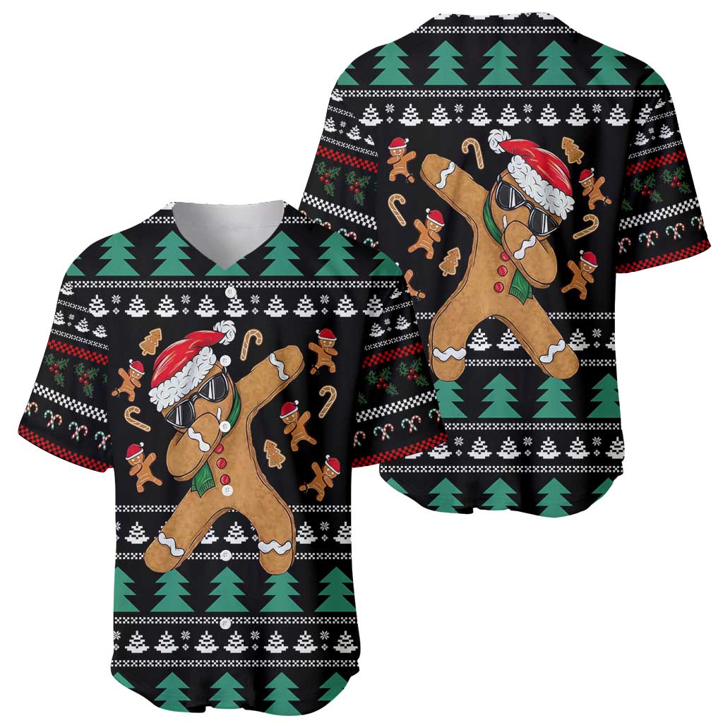 Funny Dabbing Gingerbread Holiday Party Jumper Baseball Jersey Xmas Holiday Patterns - Wonder Print Shop