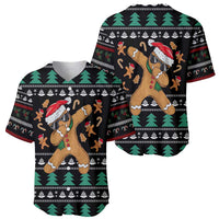 Funny Dabbing Gingerbread Holiday Party Jumper Baseball Jersey Xmas Holiday Patterns - Wonder Print Shop