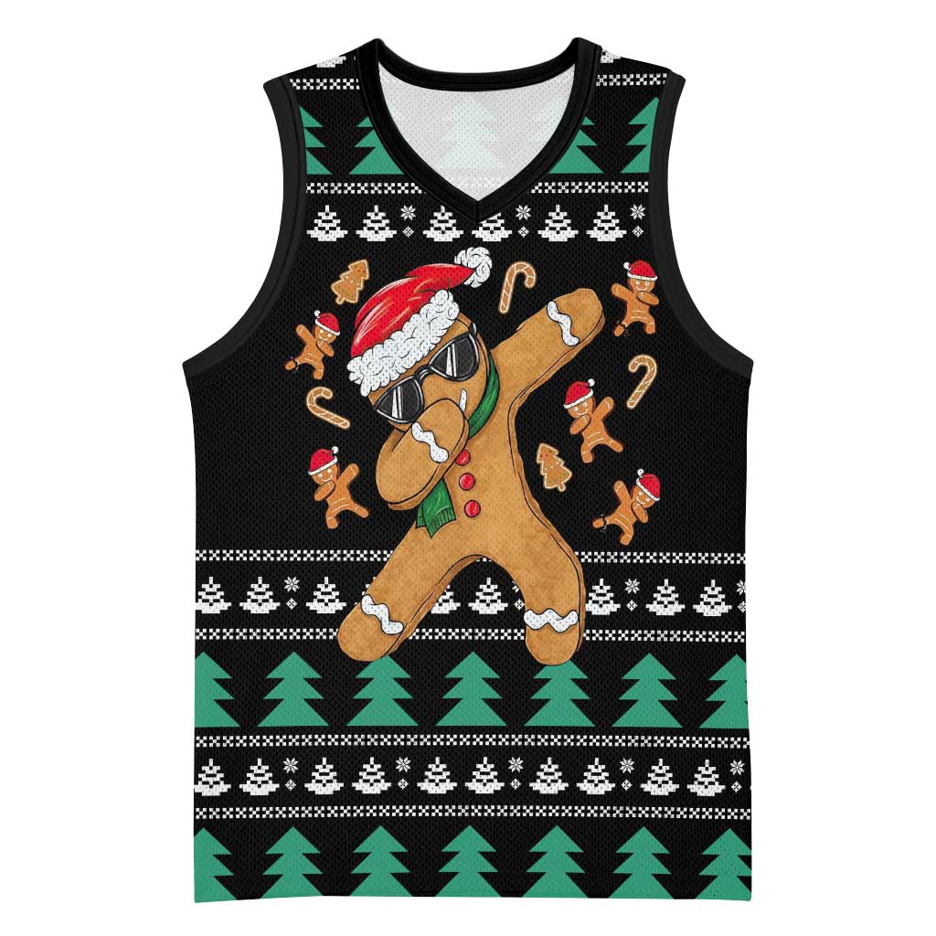 Funny Dabbing Gingerbread Holiday Party Jumper Basketball Jersey Xmas Holiday Patterns - Wonder Print Shop