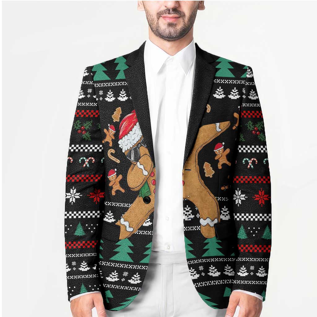 Funny Dabbing Gingerbread Holiday Party Jumper Blazer Xmas Holiday Patterns - Wonder Print Shop