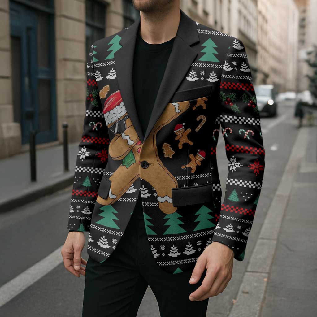 Funny Dabbing Gingerbread Holiday Party Jumper Blazer Xmas Holiday Patterns - Wonder Print Shop