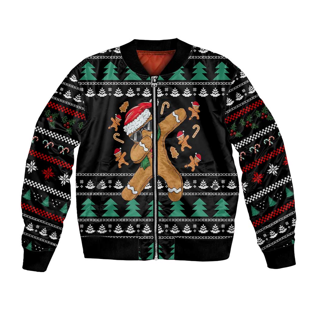 Funny Dabbing Gingerbread Holiday Party Jumper Bomber Jacket Xmas Holiday Patterns - Wonder Print Shop