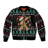 Funny Dabbing Gingerbread Holiday Party Jumper Bomber Jacket Xmas Holiday Patterns - Wonder Print Shop
