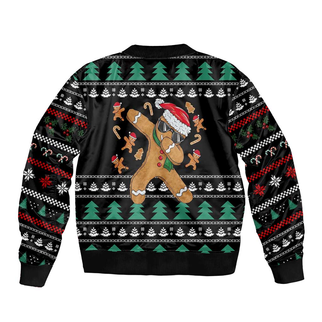 Funny Dabbing Gingerbread Holiday Party Jumper Bomber Jacket Xmas Holiday Patterns - Wonder Print Shop