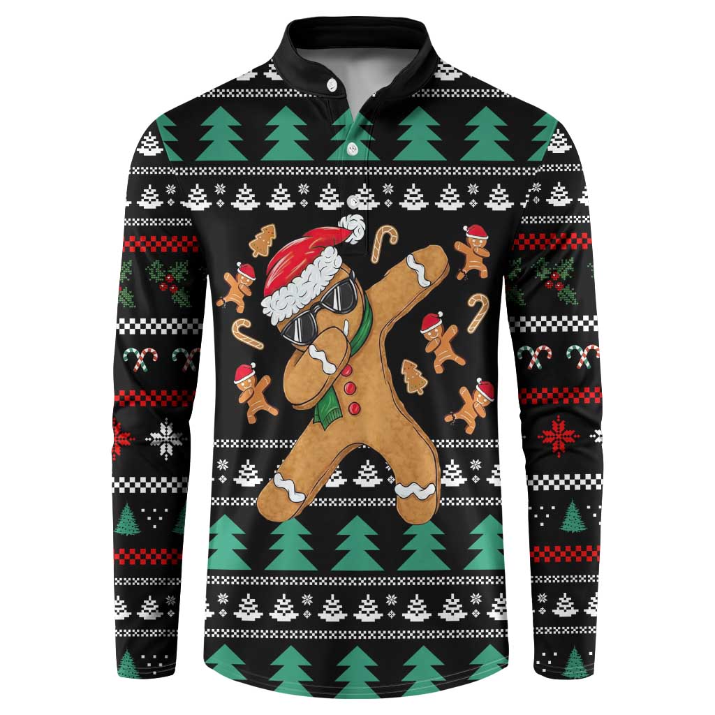 Funny Dabbing Gingerbread Holiday Party Jumper Button Sweatshirt Xmas Holiday Patterns - Wonder Print Shop