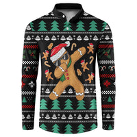 Funny Dabbing Gingerbread Holiday Party Jumper Button Sweatshirt Xmas Holiday Patterns - Wonder Print Shop