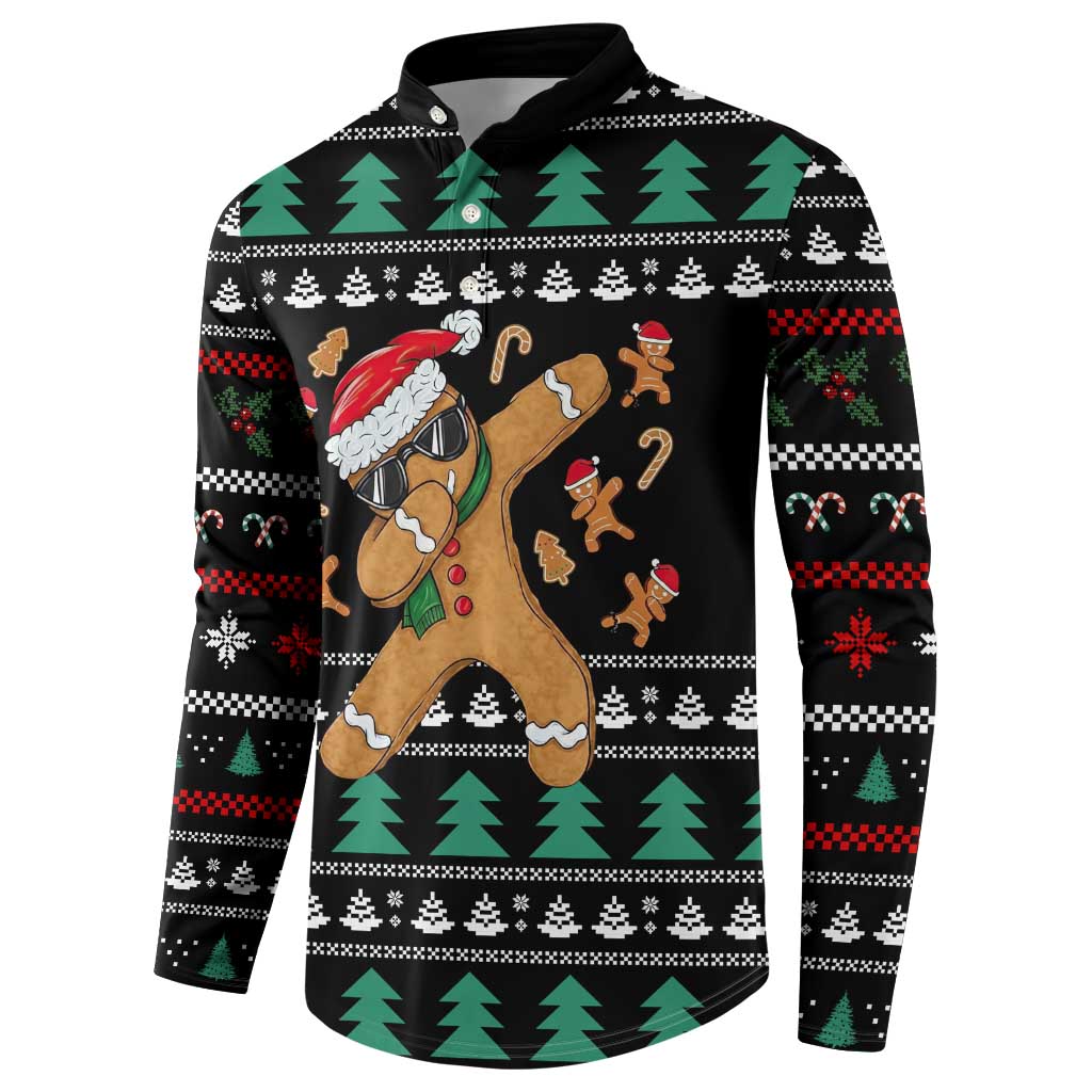 Funny Dabbing Gingerbread Holiday Party Jumper Button Sweatshirt Xmas Holiday Patterns - Wonder Print Shop