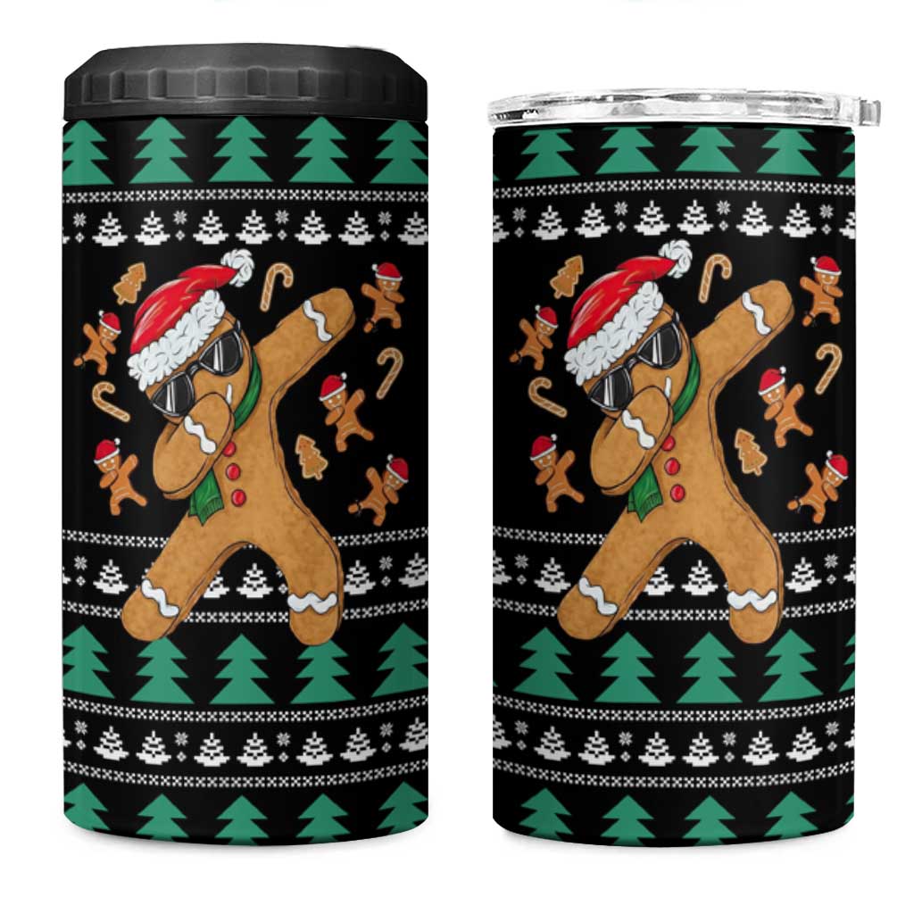 Funny Dabbing Gingerbread Holiday Party Jumper 4 in 1 Can Cooler Tumbler Xmas Holiday Patterns - Wonder Print Shop