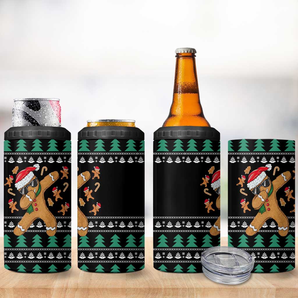 Funny Dabbing Gingerbread Holiday Party Jumper 4 in 1 Can Cooler Tumbler Xmas Holiday Patterns - Wonder Print Shop