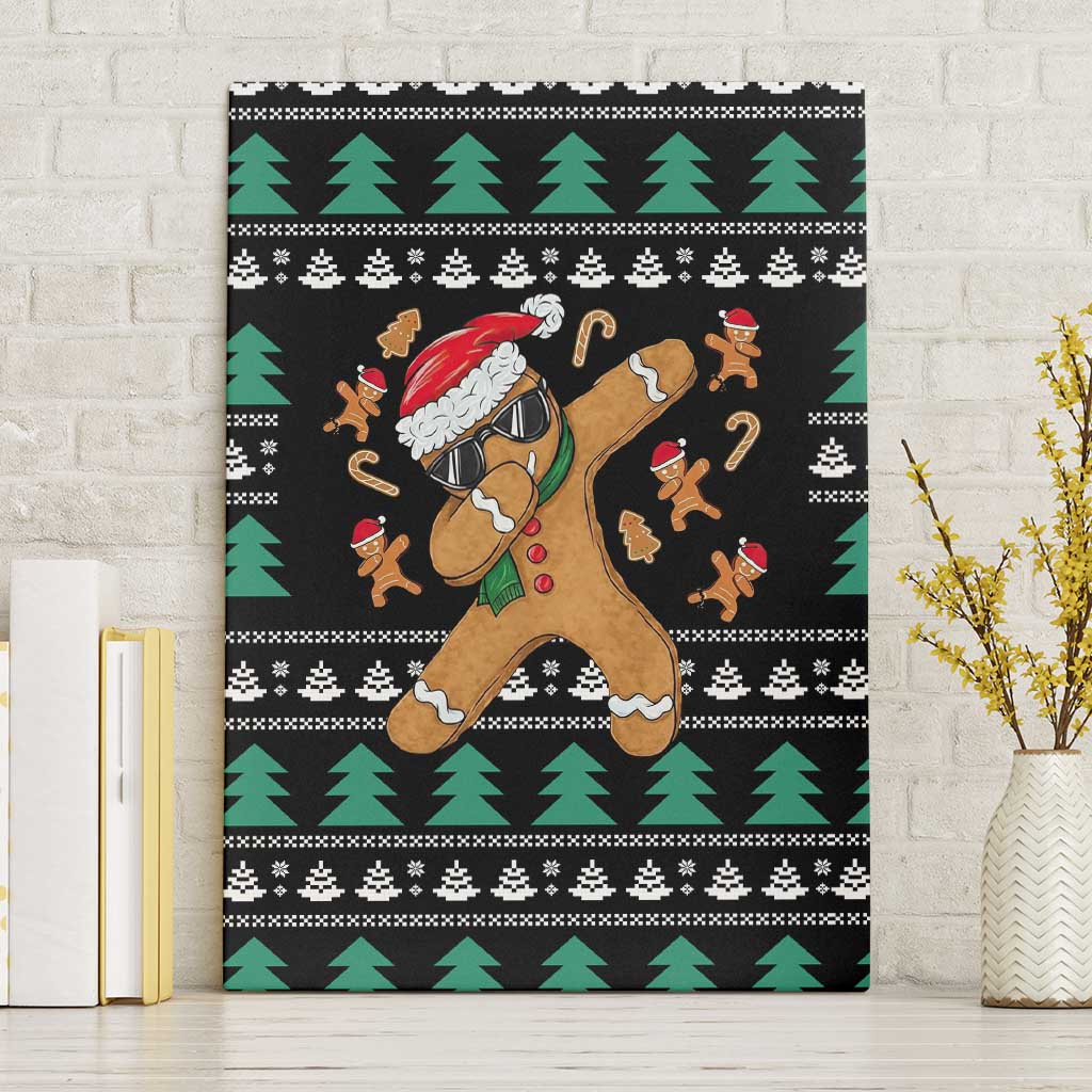 Funny Dabbing Gingerbread Holiday Party Jumper Canvas Wall Art Xmas Holiday Patterns - Wonder Print Shop