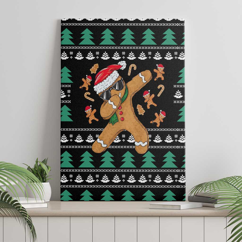 Funny Dabbing Gingerbread Holiday Party Jumper Canvas Wall Art Xmas Holiday Patterns - Wonder Print Shop