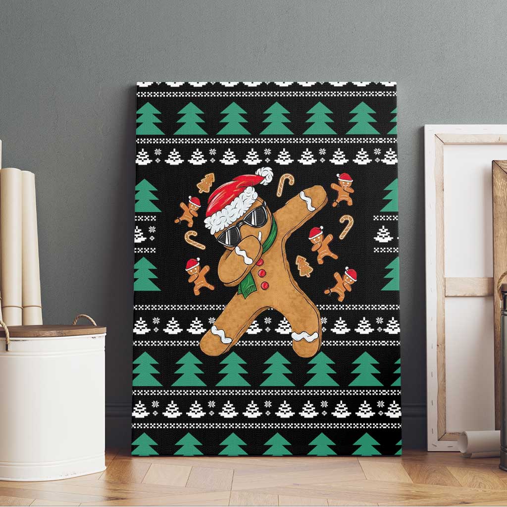 Funny Dabbing Gingerbread Holiday Party Jumper Canvas Wall Art Xmas Holiday Patterns - Wonder Print Shop