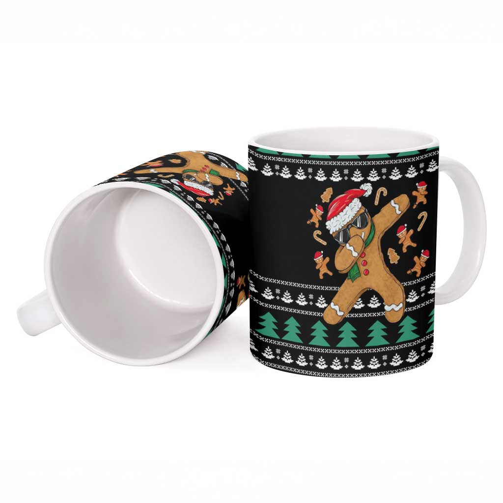 Funny Dabbing Gingerbread Holiday Party Jumper Ceramic Mug Xmas Holiday Patterns - Wonder Print Shop