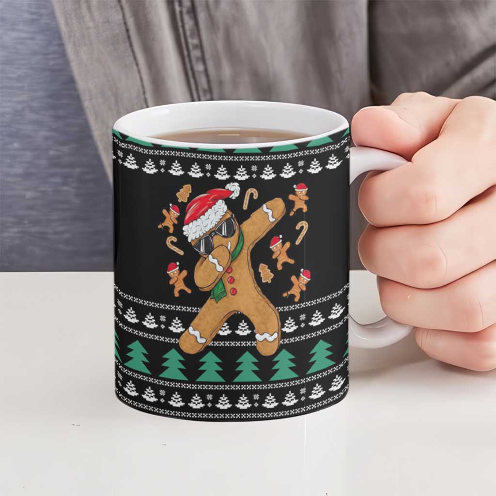 Funny Dabbing Gingerbread Holiday Party Jumper Ceramic Mug Xmas Holiday Patterns - Wonder Print Shop