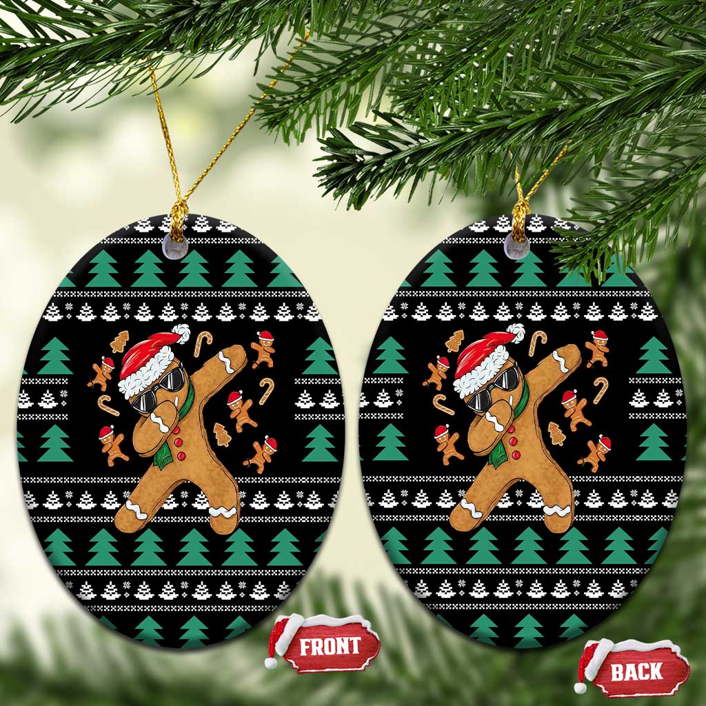 Funny Dabbing Gingerbread Holiday Party Jumper Ceramic Ornament Xmas Holiday Patterns - Wonder Print Shop