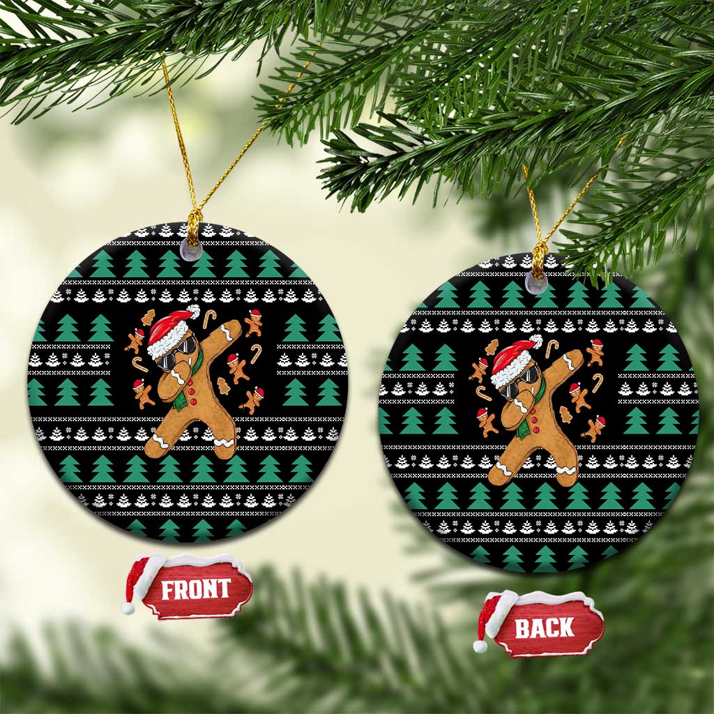 Funny Dabbing Gingerbread Holiday Party Jumper Ceramic Ornament Xmas Holiday Patterns - Wonder Print Shop