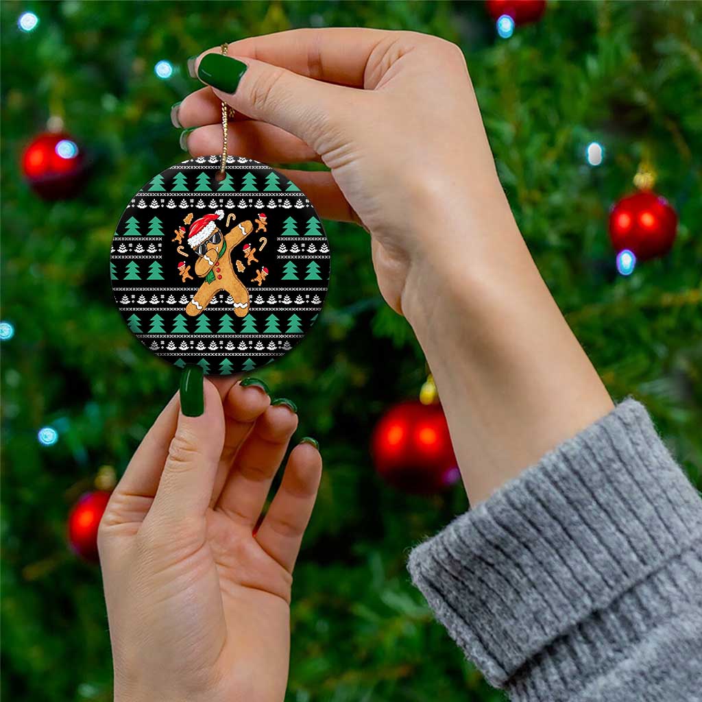 Funny Dabbing Gingerbread Holiday Party Jumper Ceramic Ornament Xmas Holiday Patterns - Wonder Print Shop