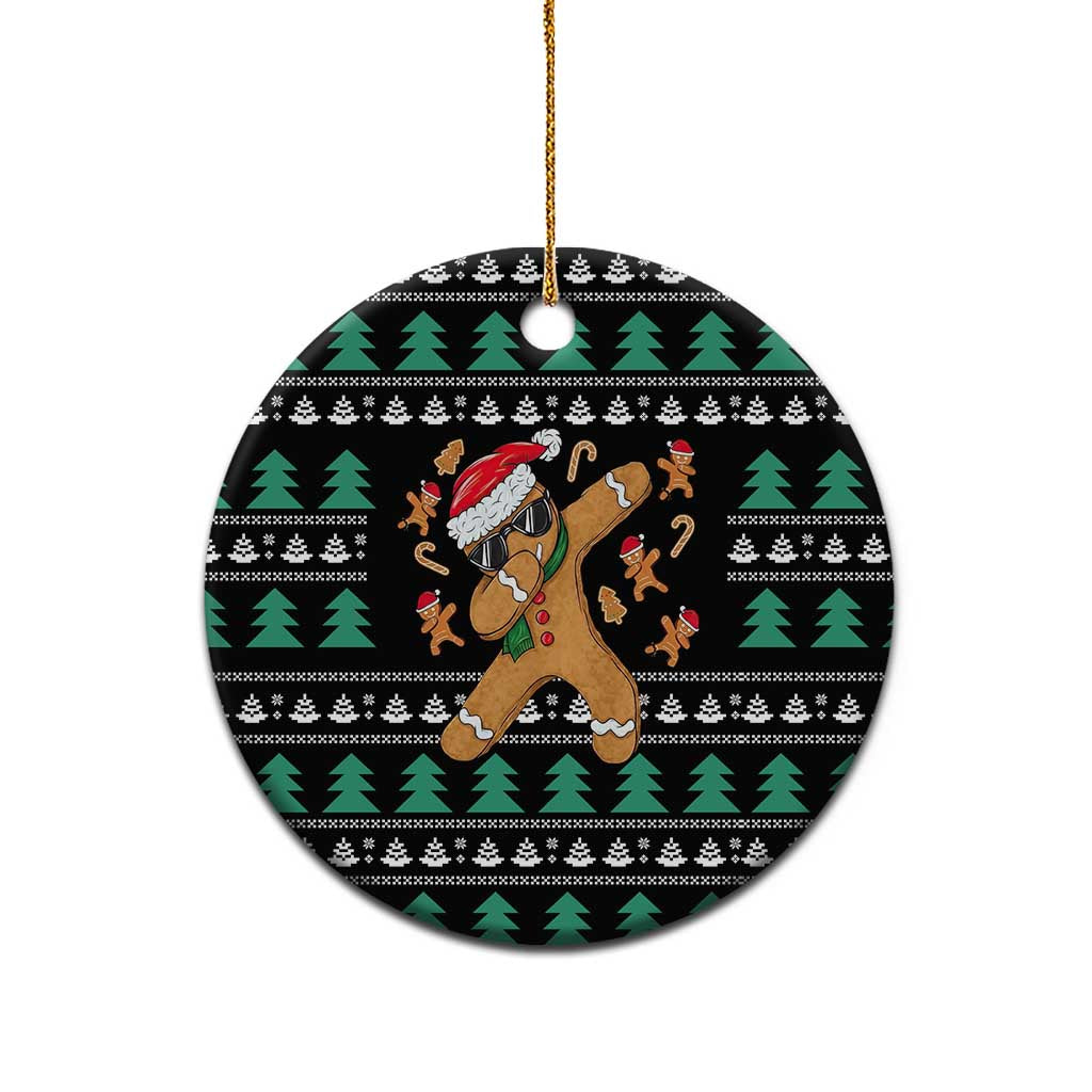 Funny Dabbing Gingerbread Holiday Party Jumper Ceramic Ornament Xmas Holiday Patterns - Wonder Print Shop