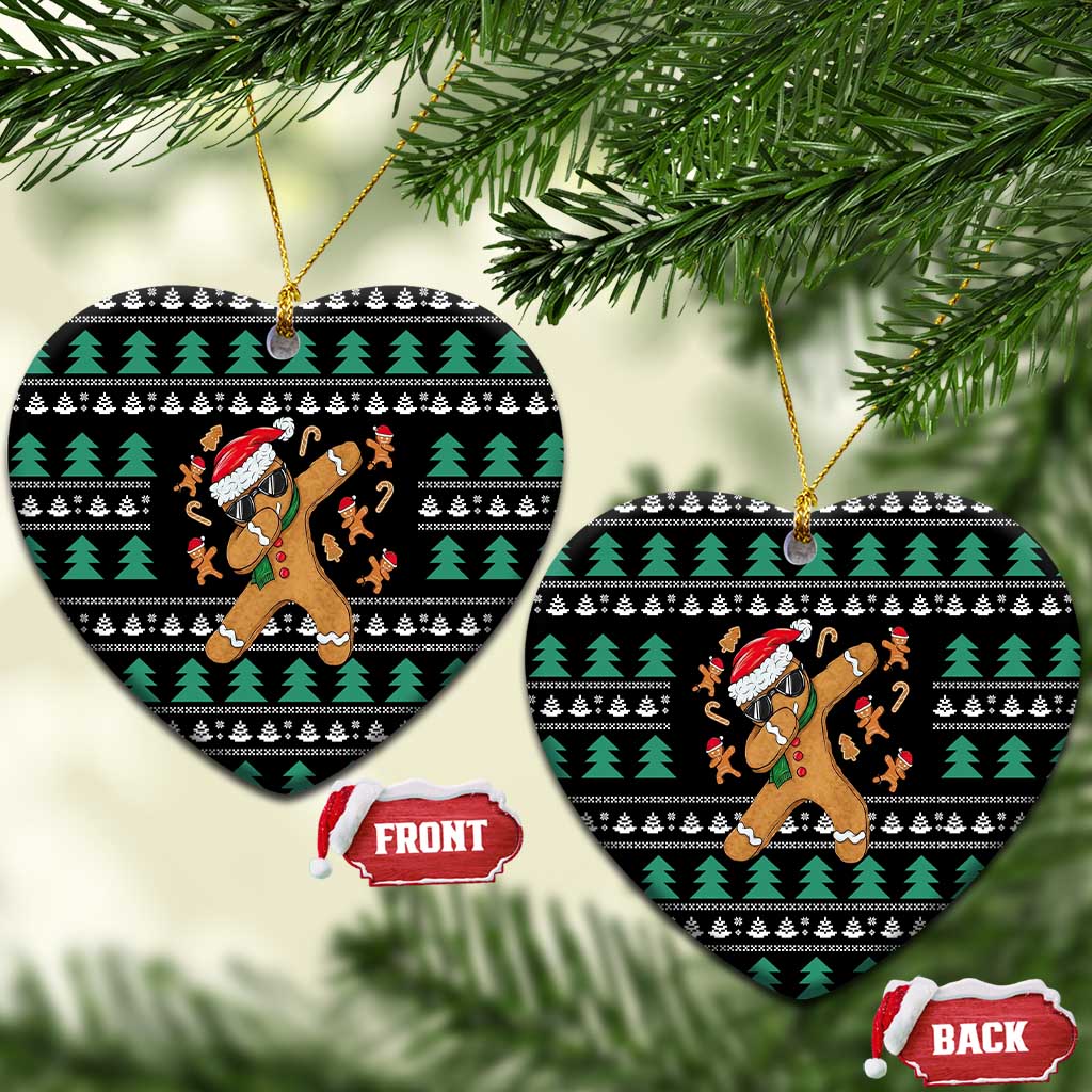 Funny Dabbing Gingerbread Holiday Party Jumper Ceramic Ornament Xmas Holiday Patterns - Wonder Print Shop