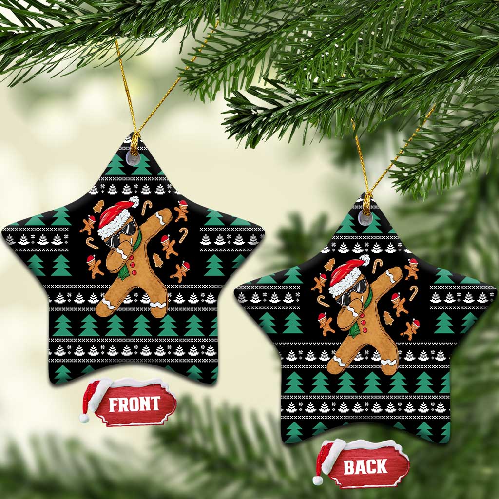 Funny Dabbing Gingerbread Holiday Party Jumper Ceramic Ornament Xmas Holiday Patterns - Wonder Print Shop