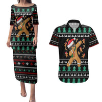 Funny Dabbing Gingerbread Holiday Party Jumper Couples Matching Puletasi and Hawaiian Shirt Xmas Holiday Patterns - Wonder Print Shop