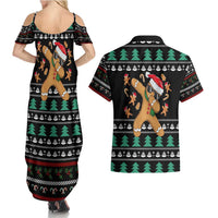Funny Dabbing Gingerbread Holiday Party Jumper Couples Matching Summer Maxi Dress and Hawaiian Shirt Xmas Holiday Patterns - Wonder Print Shop