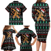 Funny Dabbing Gingerbread Holiday Party Jumper Family Matching Long Sleeve Bodycon Dress and Hawaiian Shirt Xmas Holiday Patterns - Wonder Print Shop