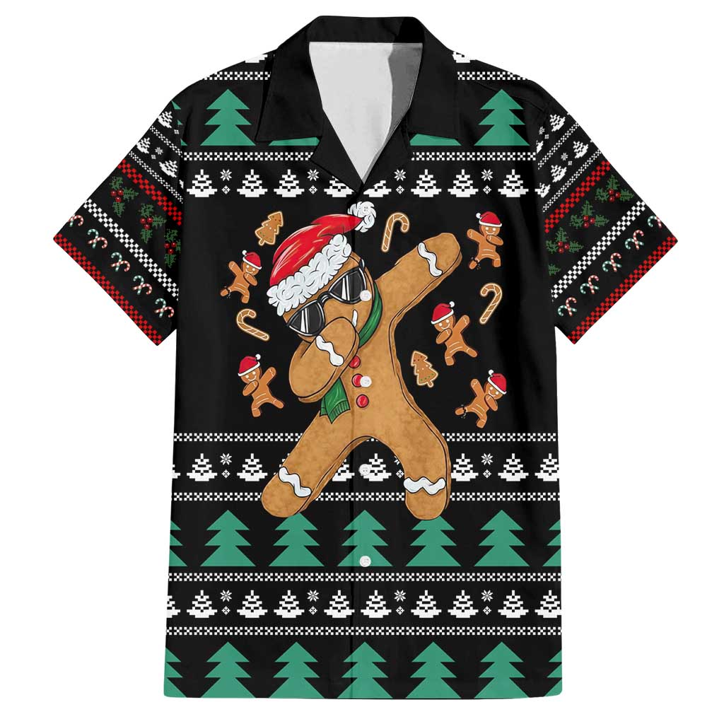 Funny Dabbing Gingerbread Holiday Party Jumper Family Matching Long Sleeve Bodycon Dress and Hawaiian Shirt Xmas Holiday Patterns - Wonder Print Shop