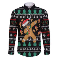 Funny Dabbing Gingerbread Holiday Party Jumper Family Matching Long Sleeve Bodycon Dress and Hawaiian Shirt Xmas Holiday Patterns - Wonder Print Shop